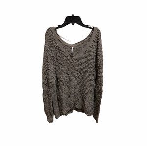 Free People green oversized chunky knit sweater